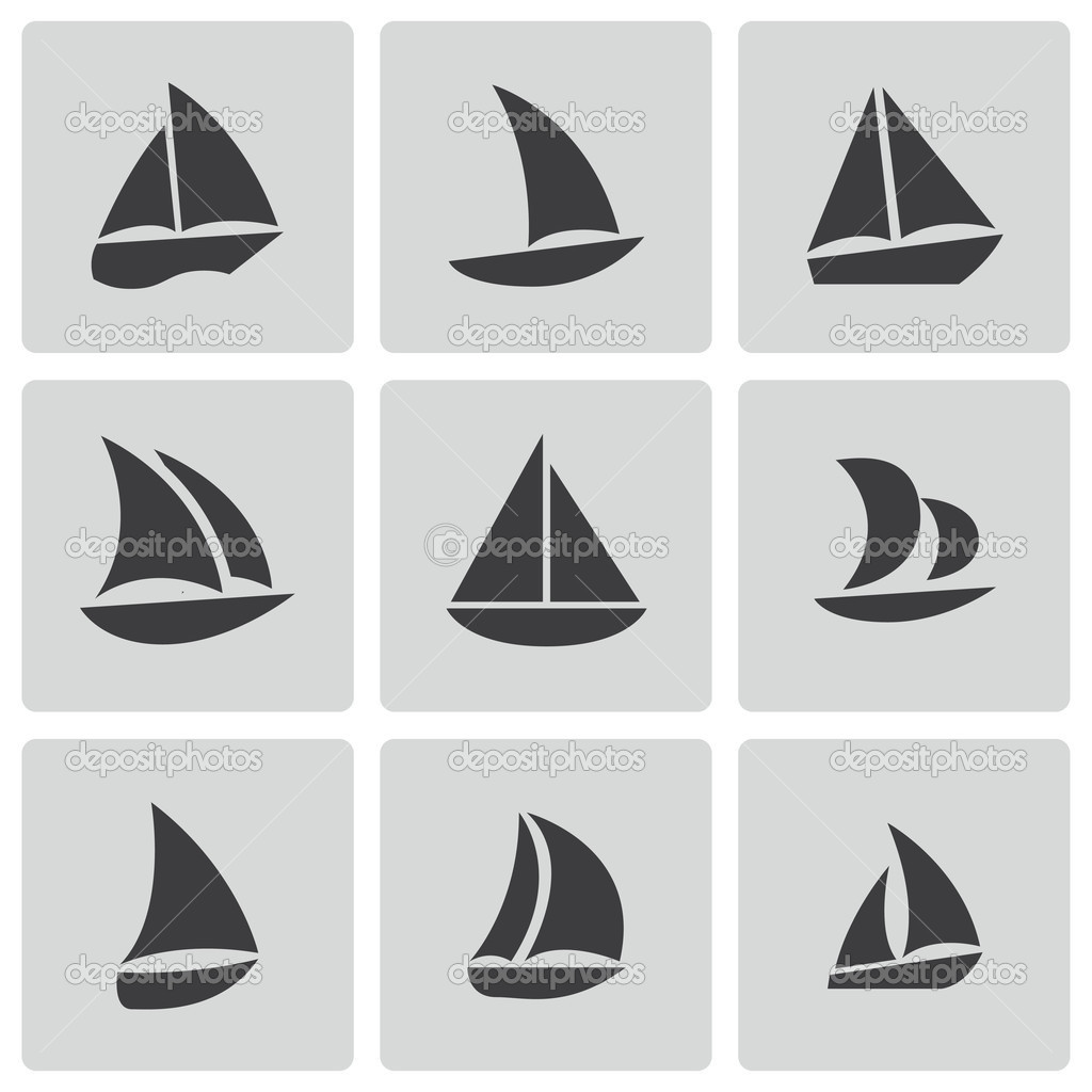 Vector black sailboat icons set