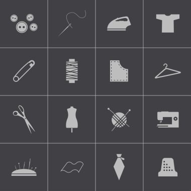 vektör siyah dikiş simgeler kümesi