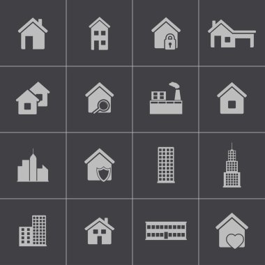 Bina siyah vektör simgeler kümesi