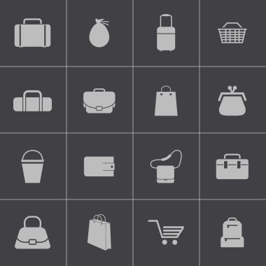 siyah vektör bagicons set