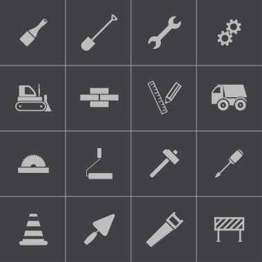 siyah vektör inşaat simgeler kümesi