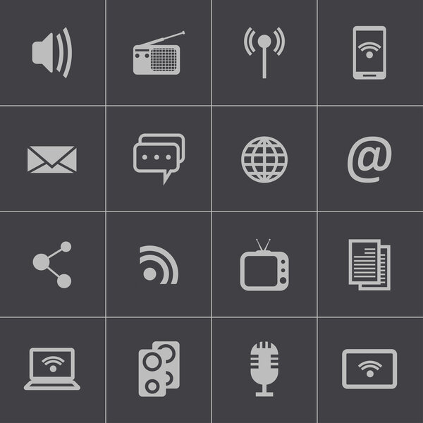 Набор значков векторных чёрных сред
