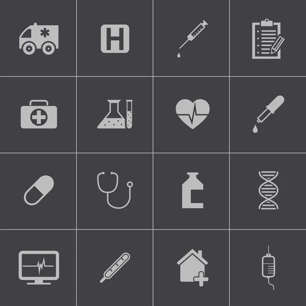 Vector black medical icon set — Stock Vector