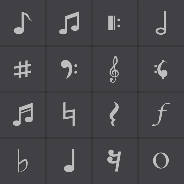 Vector black notes icons set — Stock Vector