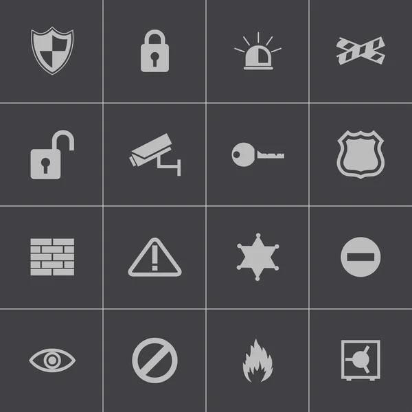 Ensemble d'icônes de sécurité vectorielles noires — Image vectorielle