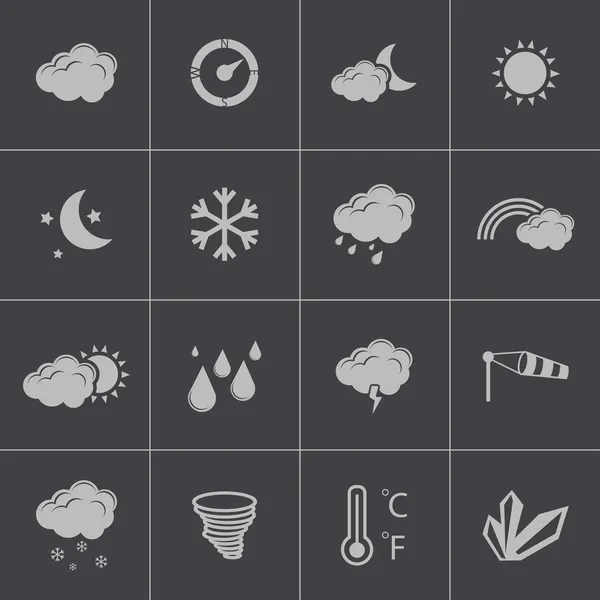 Vector black weather icons set — Stock Vector