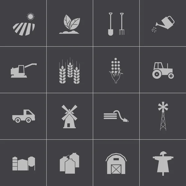 Vector black farming icons set — Stock Vector