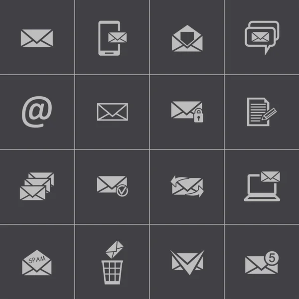 Set di icone email nere vettoriali — Vettoriale Stock