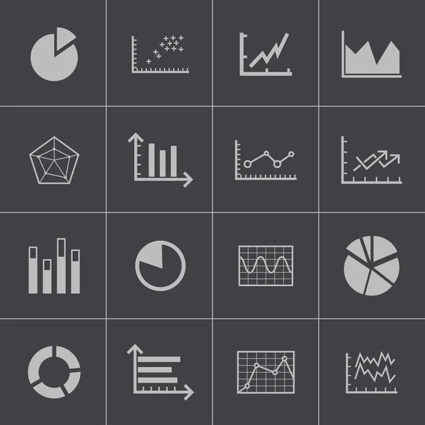 Set di icone con diagramma nero vettoriale — Vettoriale Stock