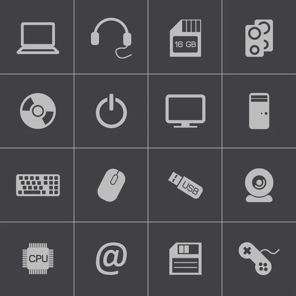 Vector black computer icons set — Stock Vector