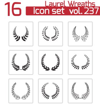 siyah vektör laurel çelenk Icons set