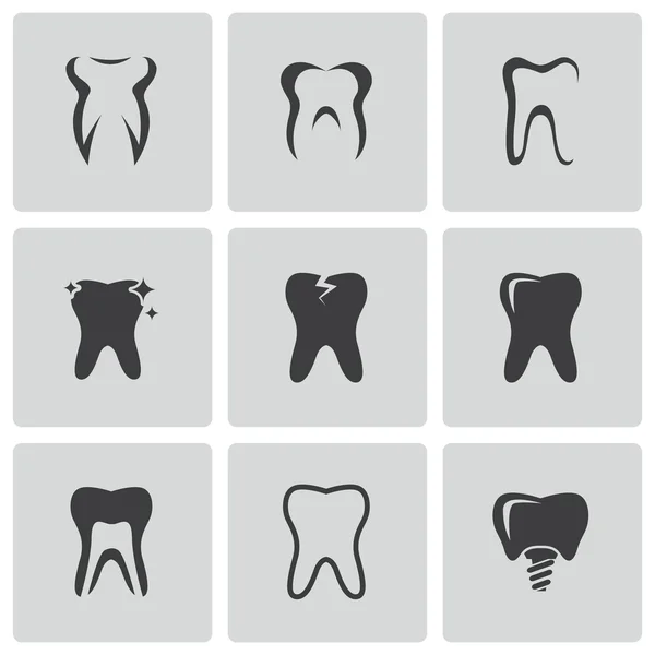 Vector black teeth icons set — Stock Vector