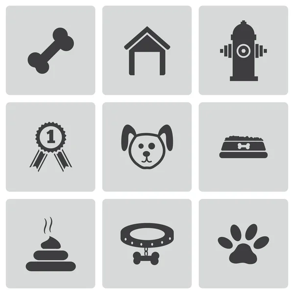 Conjunto de ícones de cão preto vetorial —  Vetores de Stock