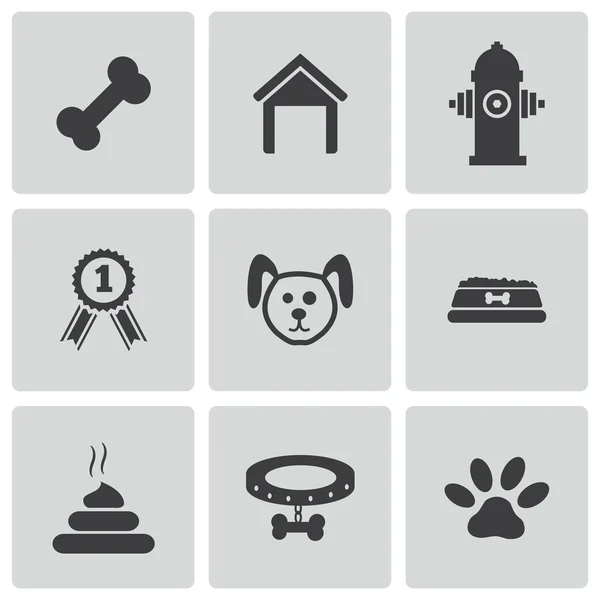 Vector zwarte hond icons set — Stockvector