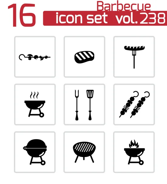 Vector zwarte barbecue icons set — Stockvector