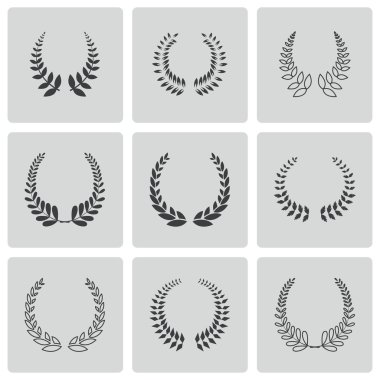 siyah vektör laurel çelenk Icons set