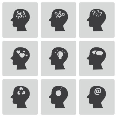 siyah vektör düşünceler simgeler kümesi