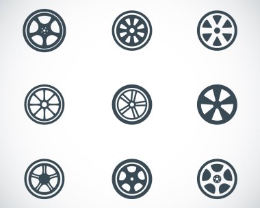 vektör siyah tekerlek diskleri Icons set