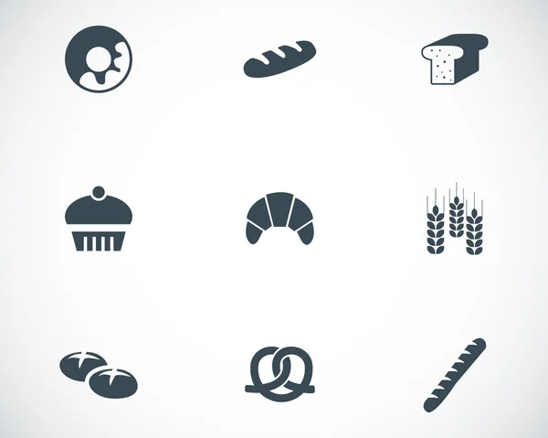 Vector zwarte bakkerij icons set — Stockvector