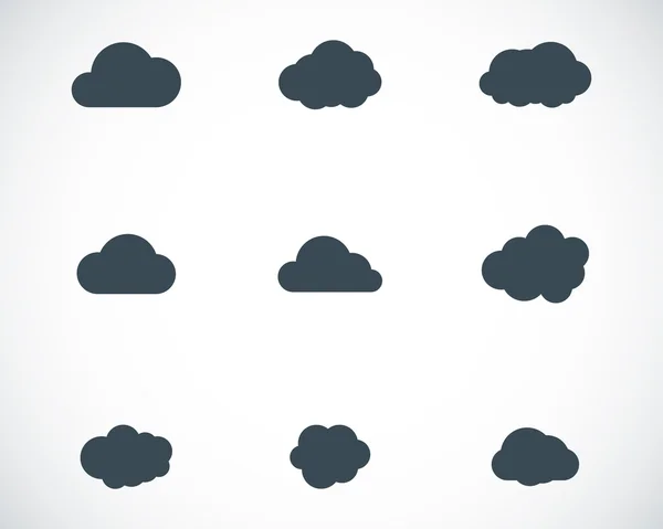 Conjunto de iconos Vector negro nube — Stockvector