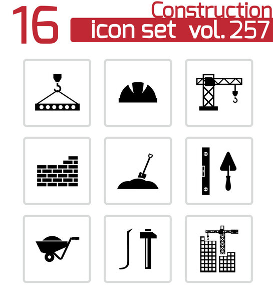 Vector black construction icons set