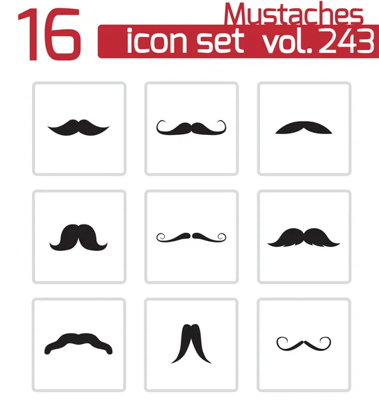 Vector black mustaches icons set — Stock Vector