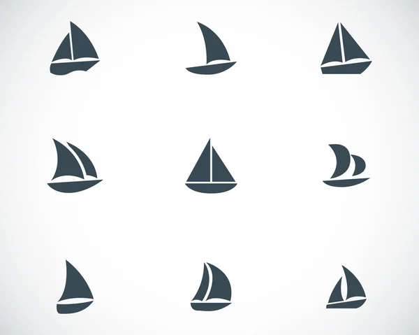 Conjunto de ícones de veleiro preto vetorial — Vetor de Stock