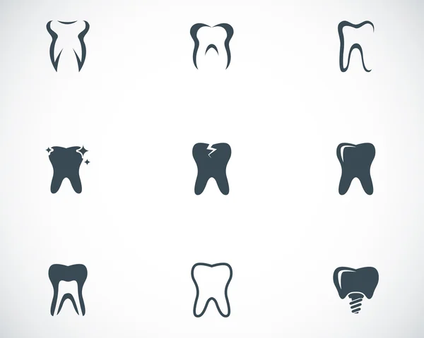 Vector black teeth icons set — Stock Vector