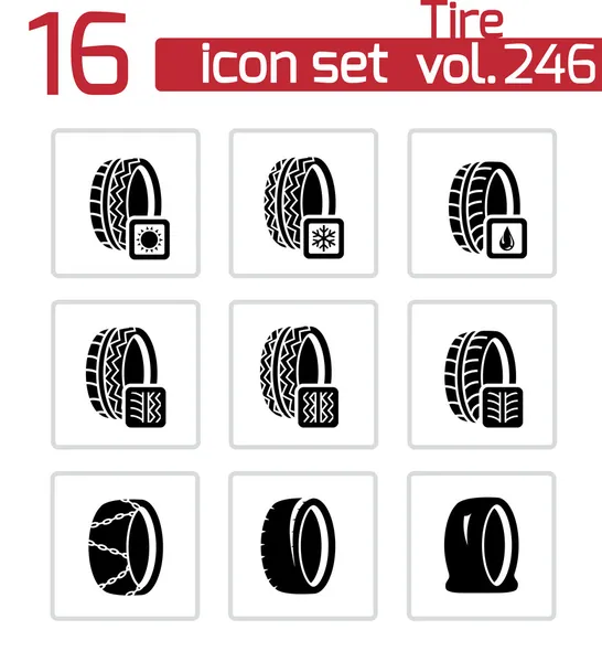Conjunto de ícone de pneu preto vetorial —  Vetores de Stock