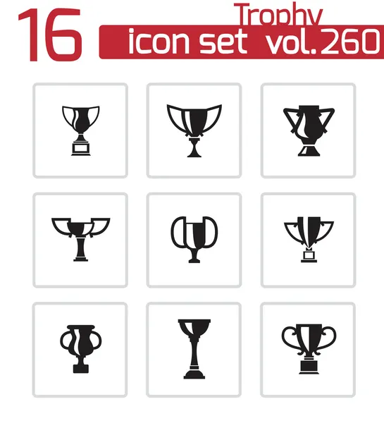 Conjunto de iconos de trofeo negro vector — Archivo Imágenes Vectoriales