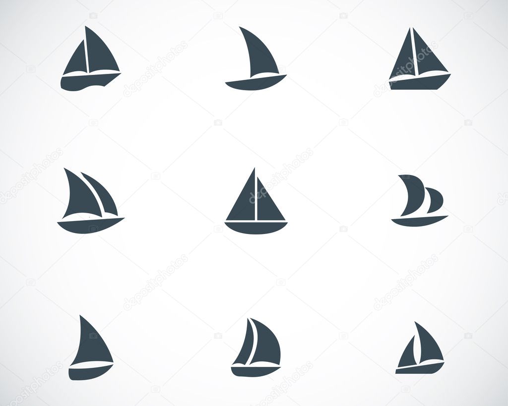 Vector black sailboat icons set