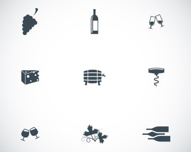 Vektör siyah şarap Icons set