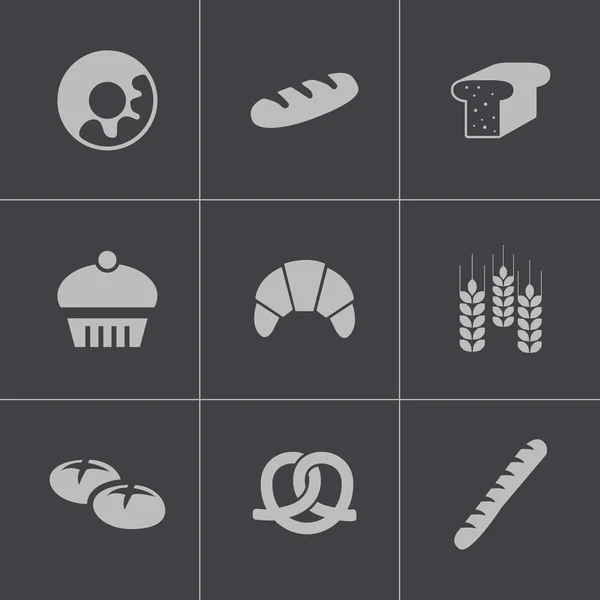 Set di icone per panetteria nera vettoriale — Vettoriale Stock
