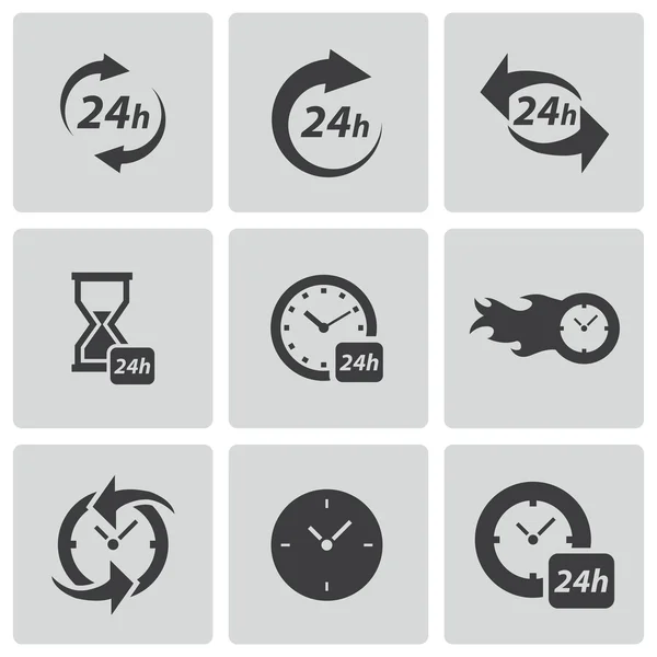 Conjunto de iconos de reloj negro vector — Archivo Imágenes Vectoriales