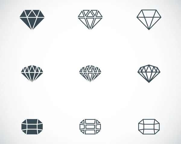 Conjunto de iconos de diamante negro vector — Archivo Imágenes Vectoriales