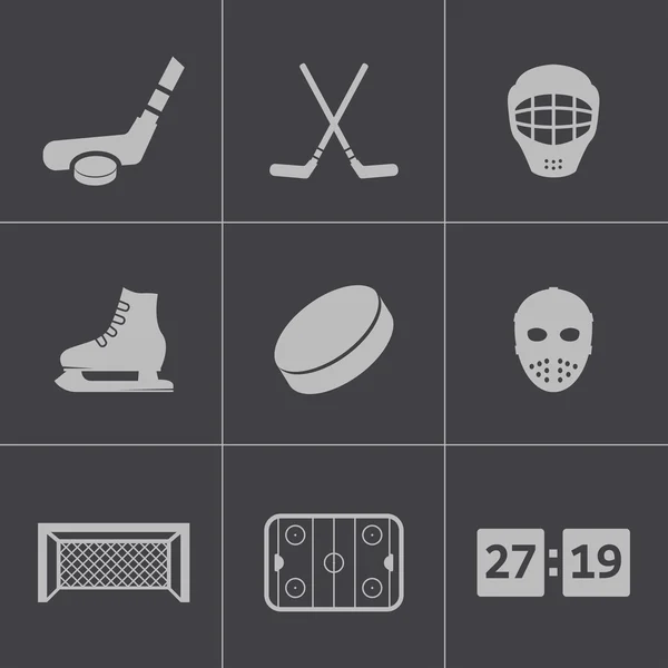 Vektor schwarze Hockey-Ikonen gesetzt — Stockvektor