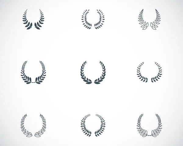 siyah vektör laurel çelenk Icons set