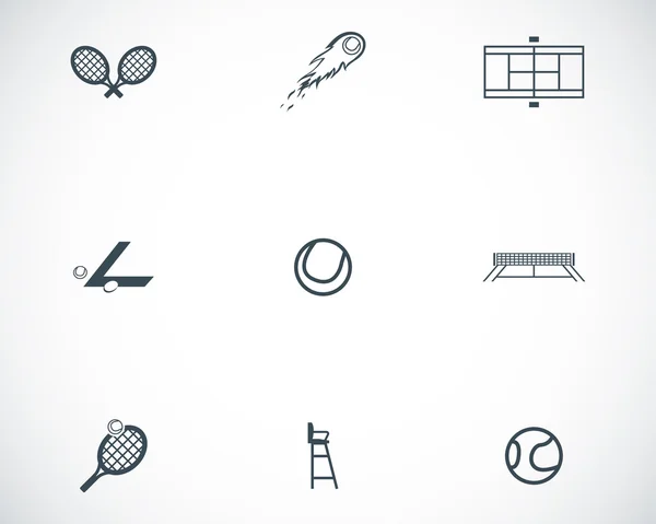 Vector black tennis icons set — Stock Vector