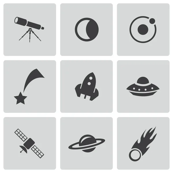 Set di icone dello spazio nero vettoriale — Vettoriale Stock