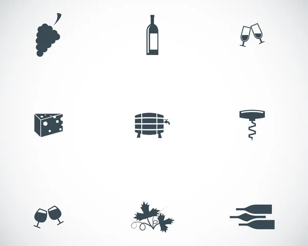 Conjunto de iconos de vino negro vector — Archivo Imágenes Vectoriales