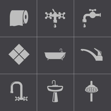 vektör siyah banyo simgeler kümesi