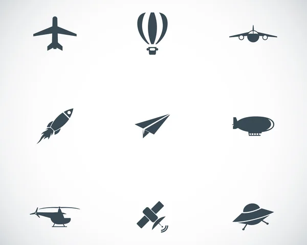 Conjunto de ícones de avião preto vetorial —  Vetores de Stock