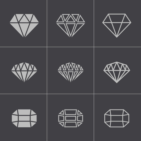 Vector black diamond icons set