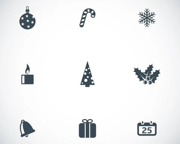 Vector black cristmas icons set — Stock Vector