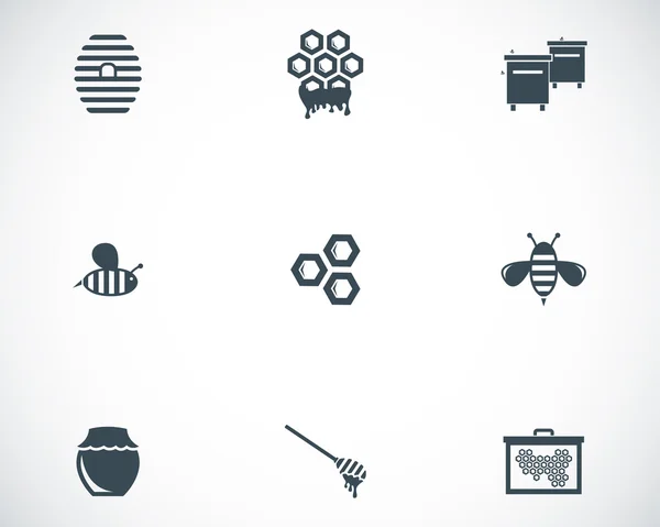 Vector zwarte honing icons set — Stockvector