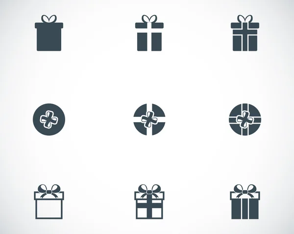 Conjunto de iconos de regalo negro vector — Vector de stock