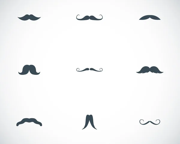 Vektor svarta mustascher ikoner set — Stock vektor