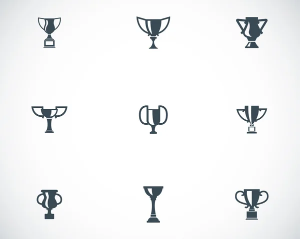 Conjunto de iconos de trofeo negro vector — Vector de stock