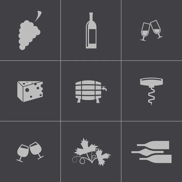 Conjunto de ícones de vinho preto vetorial — Vetor de Stock