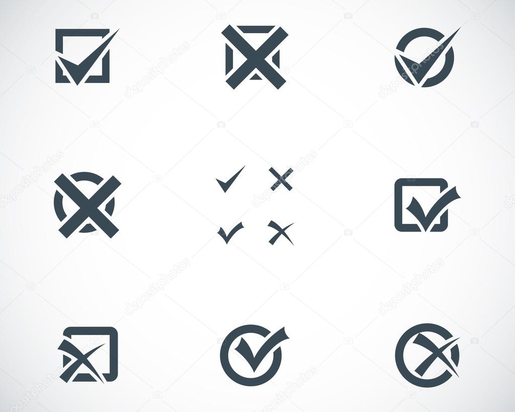 Vector black check marks icons set